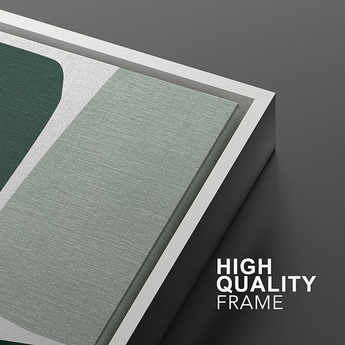 Ashbrook Framed Wall Art Print Set Geometric Green Color Block Collage Abstract Shapes Illustrations Modern Art Boho Scenic Colorful for Living Room, Bedroom, Office - 16"x24"x3 White