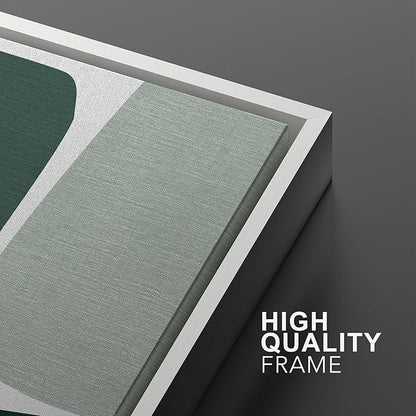 Ashbrook Framed Wall Art Print Set Geometric Green Color Block Collage Abstract Shapes Illustrations Modern Art Boho Scenic Colorful for Living Room, Bedroom, Office - 16"x24"x3 White