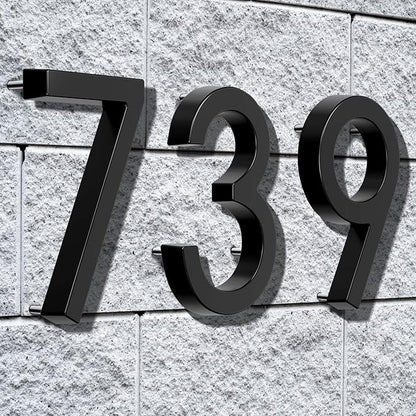 6" Floating Stainless Steel Address House Number, Modern Metal Anti-Rust House Numbers with Nail Kits for Door Garden Mailbox Decor Visibility Signage (9)