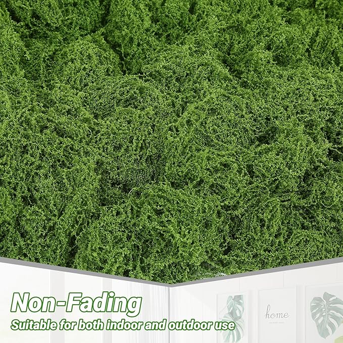 Artificial Green Moss for Potted Plants, 24.7 oz Fake Moss Decor for Indoor Plants, Glass Containers, Wedding, Gardens, DIY Crafts (Dark Green)