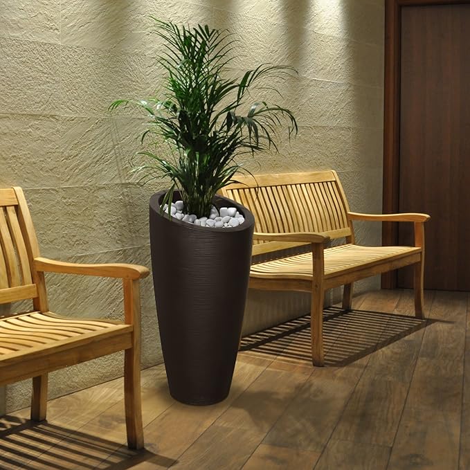 Mayne Modesto 32-Inch Tall Planter – Weather-Resistant Planter for Flowers – Durable Indoor/Outdoor Design for Patio, Porch, or Entryway