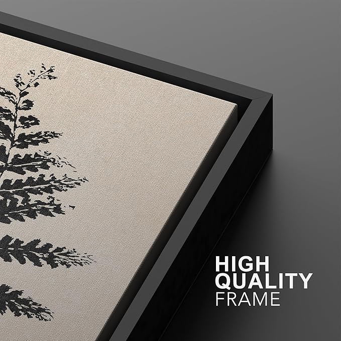 Ashbrook Framed Canvas Print Wall Art Set Black Grunge Forest Plant Silhouette Nature Wilderness Illustrations Modern Art Rustic Chic Colorful for Living Room, Bedroom, Office - 16"x24"x3 Black
