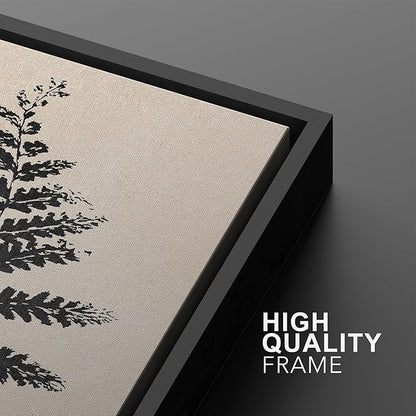 Ashbrook Framed Canvas Print Wall Art Set Black Grunge Forest Plant Silhouette Nature Wilderness Illustrations Modern Art Rustic Chic Colorful for Living Room, Bedroom, Office - 16"x24"x3 Black