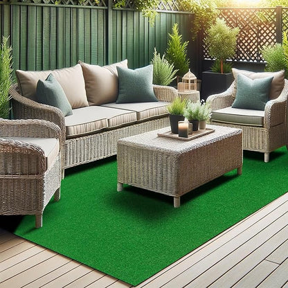 Ottomanson Artificial Grass Turf 6'6" x 20' Indoor Outdoor Faux Grass Rug with Drainage Holes, Customizable with Extra Long Size Options, Perfect for Patio Lawn Balcony Weddings Photoshoot Backdrop