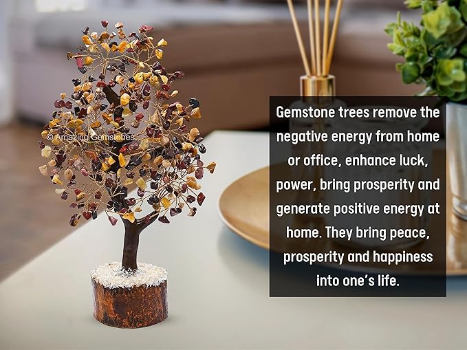 Mookaite Natural Healing Premium Crystal Bonsai Feng Shui Fortune Money Tree of Life for Home Office Decor (Gift Box Ready,10-12 Inch)
