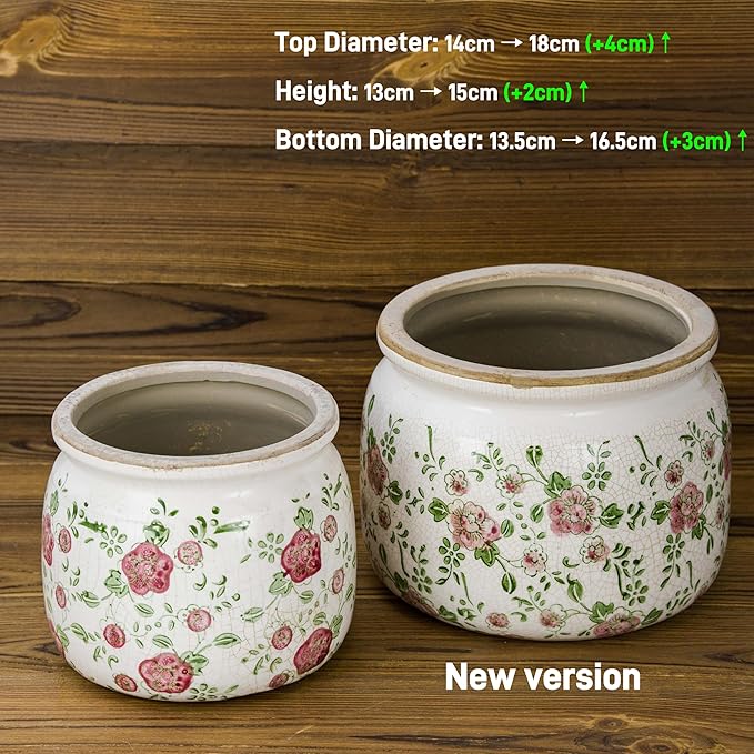 Large Ceramic Pot for Planters, Ice Crack Glazed Flower Pot with Drainage Holes,5.91inch Vintage Planters for Indoor and Outdoor (RED)