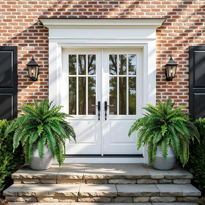 Fake Ferns 2Pack Artificial Ferns for Outdoors 25.6In Large Faux Ferns UV Resistance for Outdoor Large Planter Realistic Artificial Boston Fern Plants for Garden Balcony Terrace Decor 38Leaves