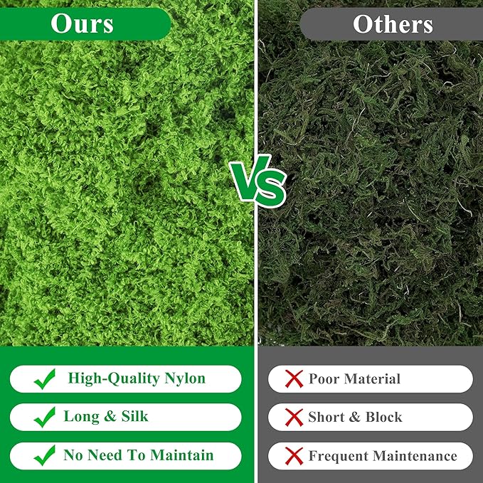 Anglekai 5.3 oz Artificial Moss for Crafts, Decorative Artificial Fake Green Moss for Plants Indoor(150 g) (5.3, Ounces)