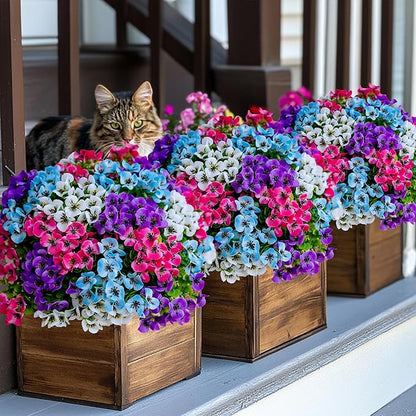 Artificial Pansies Outdoor Fake Plants - 16 Bundles UV Resistant No Fade Faux Shrubs Plastic Greenery Home Garden Porch Patio Decoration (16, Mixed03)