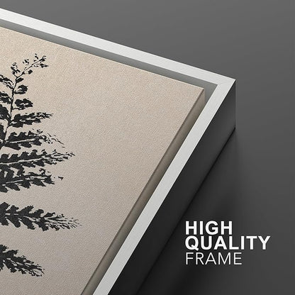 Ashbrook Framed Canvas Print Wall Art Set Black Grunge Forest Plant Silhouette Nature Wilderness Illustrations Modern Art Rustic Chic Colorful for Living Room, Bedroom, Office - 16"x24"x3 White