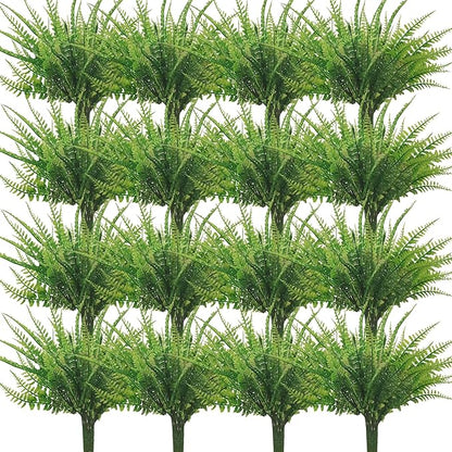 80 Pcs Artificial Fake Boston Fern Plants Bushes Faux Plants Shrubs Greenery UV Resistant for House Office Garden Indoor Outdoor Décor