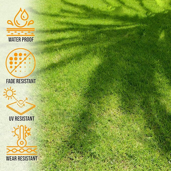 Ottomanson 6'6" x 10' Artificial Faux Grass Rug - Realistic Turf with UV Protection - Perforated for Easy Drainage - Durable, Hose-Off Synthetic Lawn Carpet for Indoor & Outdoor Use, Green