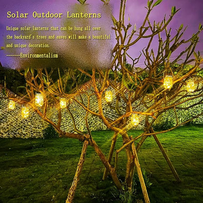 Cooo 9 Pack Solar Lanterns Outdoor Waterproof Upgraded Crystal Glass Solar Mason Jar Lights 30 LED 215% Larger SolarPanel, Anti-Rust Lid Hanging Outdoor Lanterns for Patio Garden Christmas Decorations