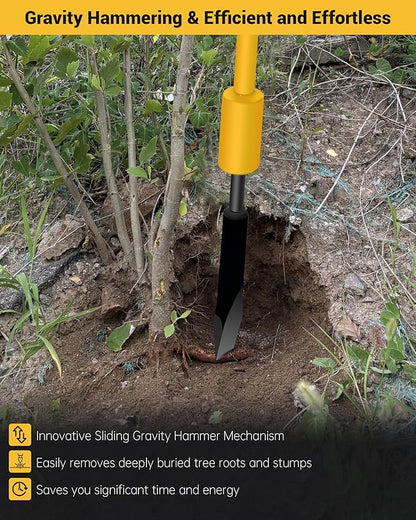 Tree Root Removal Tool, Heavy Duty Root Cutting Shrub Cutter Remover Tool Spade Bar, Fit for Bamboo, Tree Roots, Rocks, Shrubs, Bushes, Stumps. Sliding Gravity Hammer Mechanism