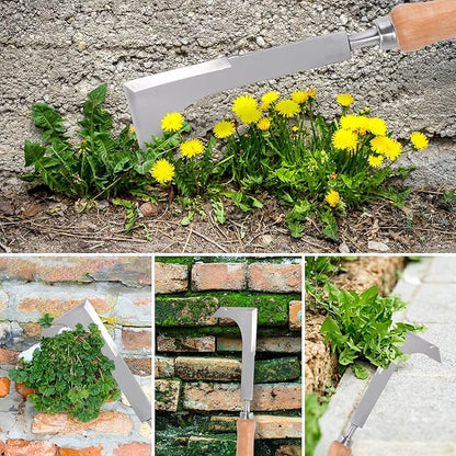 Effective Sidewalk Crack Weeder Tool -Manual Crack Weeder Weed Remover Tool for Garden Yard - L-Type Stainless Steel Weed Crevice Tool