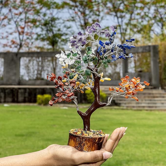 Seven Chakra Crystal Tree of Life Decor -Birthday Gifts for women -Positive Energy,FengShui Healing Bonsai Crystal Tree - Gemstone Money Manifest Good Luck,Spiritual Gifts for Mom -Home/Office Decor