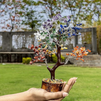 Seven Chakra Crystal Tree of Life Decor -Birthday Gifts for women -Positive Energy,FengShui Healing Bonsai Crystal Tree - Gemstone Money Manifest Good Luck,Spiritual Gifts for Mom -Home/Office Decor