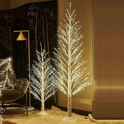 Hairui Lighted White Alpine Tree with 450L 810L Warm White Fairy Lights 4FT 6FT, Twig Tree with Lights for Indoor Outdoor Home Christmas Winter Holidays Party Decoration