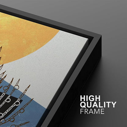 Ashbrook Framed Wall Art Print Set Geometric Mid-Century Color Block Plant Silhouettes Abstract Nature Illustrations Modern Art Boho Colorful for Living Room, Bedroom, Office - 24"x36"x3 Black