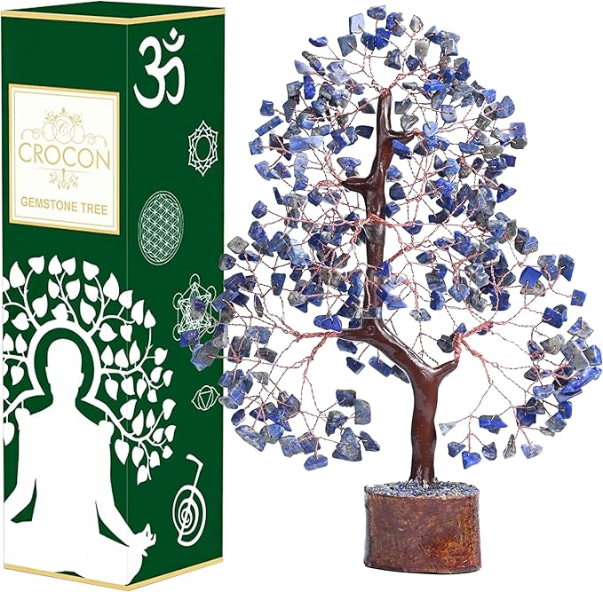 Lapis Lazuli Chakra Tree of Life, Crystal Tree of Life - Handmade Gemstone Tree, Feng Shui Tree, Crystal Decoration, Artificial Tree, Spiritual Gifts, Money Tree Bonsai, Stone Tree, Healing Crystals