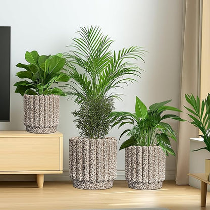 Ceramic Pots for Plants - 12 Inch Planter for Indoor Plants, Round Flower Pots with Drainage Hole, Large Ceramic Planter Outdoor, Porch Decor, Housewarming Gifts, Leopard Print White
