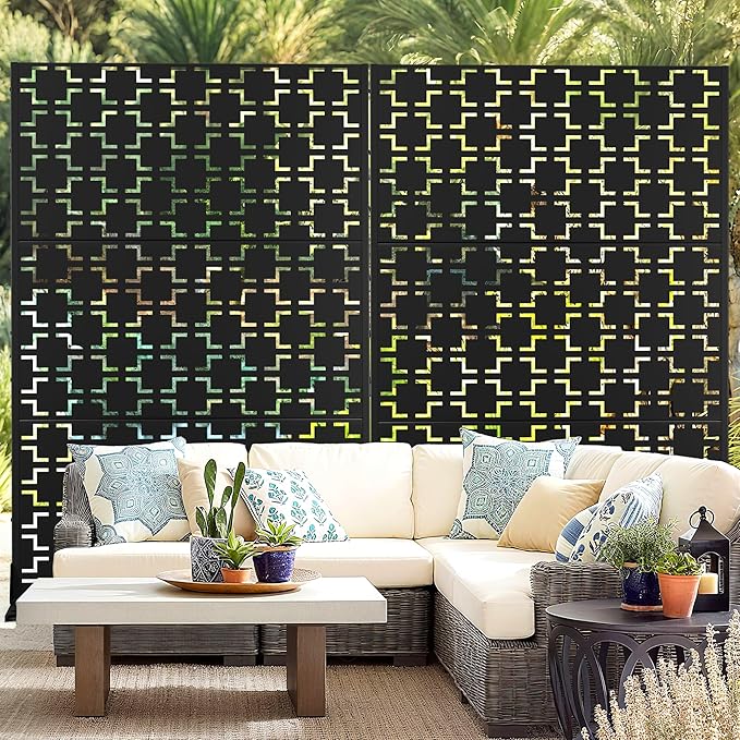 Outdoor Privacy Screen,72" H×47" W Metal Privacy Screen, Freestanding Privacy Fence Panels for Patio