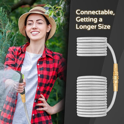 Garden Hose - Flexible Short Water Hose with Metal Fitting, 5 ft Leader Hose, Heavy Duty Hoses Extension for Rv, Outdoor, Small Garden, Yard, 304 Stainless Steel