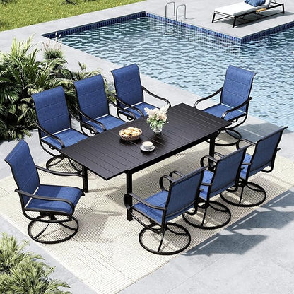 MFSTUDIO Patio Dining Set for 8, Expandable Patio Table and Chairs Set, 9 Piece Outdoor Patio Furniture Set for Deck Backyard Poolside Garden