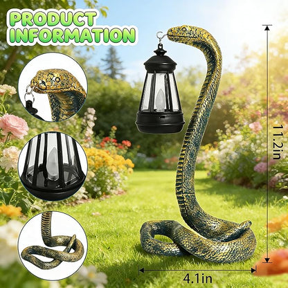 Solar Garden Outdoor Statues Snake with Solar Lights Outdoor Chrismtas Decorations - Lawn Decor Snake Statue for Patio, Balcony, Yard Ornament - Unique Housewarming Gifts（11.22" Bronze Colored）