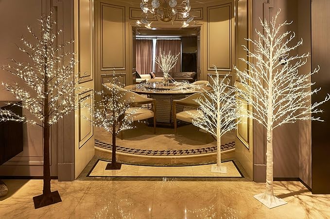 Hairui Lighted White Tree Plug in 4FT 430 LED Artificial Twig Tree with Lights for Christmas Holiday Wedding Room Decorations Indoor Outdoor Use