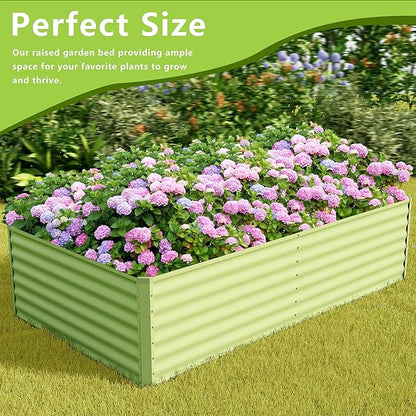 8x4x2FT Galvanized Raised Garden Bed Kit,Vegetable Boxes-Rectangle Metal Flower Box,Large Planter Raised Beds Outdoor Garden for Planting,Fruit,Herb-Green
