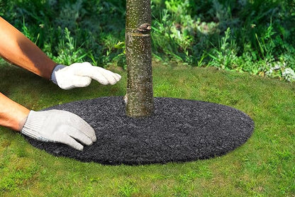 Rubberific 36" Recycled Rubber Mulch Tree Ring Easy Install Looks Like Real Mulch 1 Pack - Black