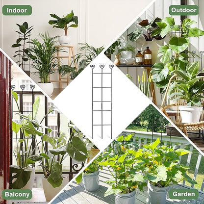 Coomin 2 Pack 32in Monstera Plant Support Stakes for Indoor Plants, Stackable Garden Trellis for Climbing Plants Outdoor, Metal Plant Climber Support for Pothos Philodendron Vine