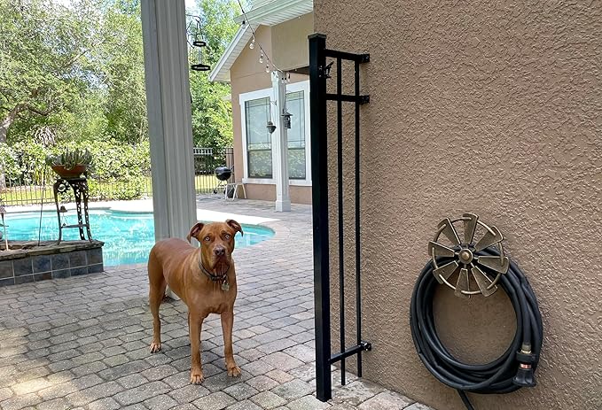 Bronze Finish Cast Iron Farmhouse Windmill Decorative Wall Mounted Garden Hose Hanger Outdoor Hose Holder Decor - 12 Inches in Diameter - Simple Installation