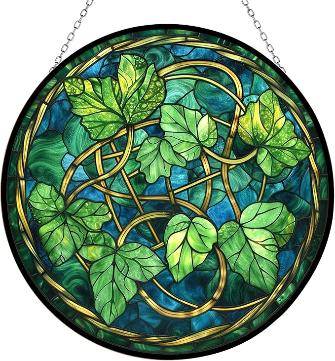 Leaf Craft Stained Glass Sun Catcher, Wall Hanging Colored Decor Room Indoor Window Decor, Halloween, Christmas Hanging Ornament Mother Day