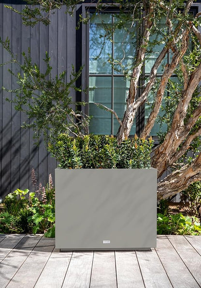 Veradek Block Series Span Plastic Planter - Tall Rectangular Planter for Indoor or Outdoor Patio/Porch | Durable All-Weather with Removable Insert Bucket | Modern Design for Plants, Flowers, Garden