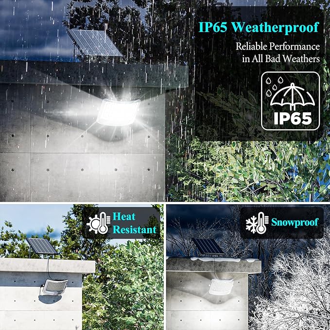 MMKT Solar Flood Lights Outdoor,2000W Motion Sensor Outdoor Solar Powered Lights with Remote, IP65 Waterproof Solar Flood Light for Outside, Dusk to Dawn Wall Light for Garage, Patio, Yard