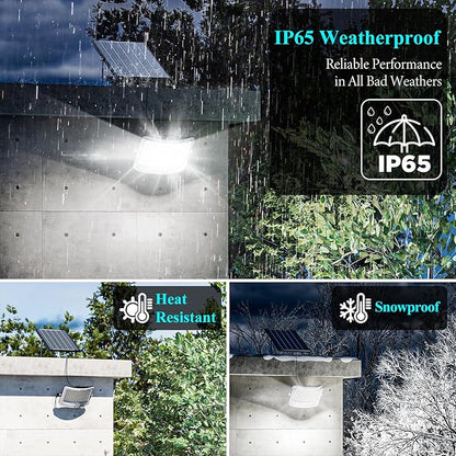 MMKT Solar Flood Lights Outdoor,2000W Motion Sensor Outdoor Solar Powered Lights with Remote, IP65 Waterproof Solar Flood Light for Outside, Dusk to Dawn Wall Light for Garage, Patio, Yard