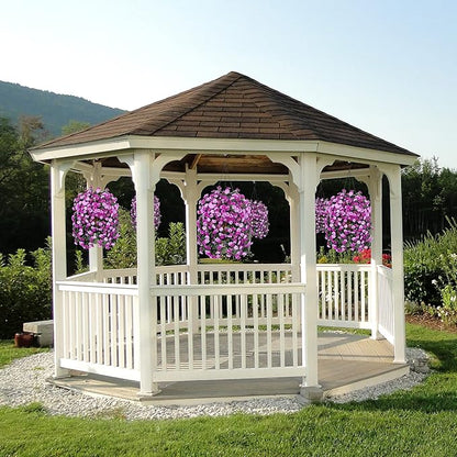 Artificial Flowers in Hanging Basket for Outdoors Indoors Decor, Artificial Mums Bush Flowers Plants with Baskets for Home Porch Garden Yard Patio Spring Summer Decoration (Purple Pink)