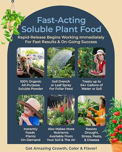Organic Plant Magic - Truly Organic™ Fast-Acting Soluble Plant Food: All-Purpose Fertilizer Concentrate for All Flower Vegetable Herb Fruit Tree Shrub Container Garden & House Plants [Two 1 lb Bags]