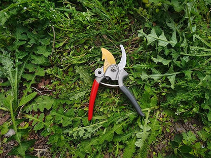 Garden Tools Set, 5 Piece Aluminum Hand Tool Kit with Ergonomic Handle, Heavy Duty Gardening Tools Include Hand Trowel, Transplant Trowel, Hand Rake, Weeder and Shears (Orange)