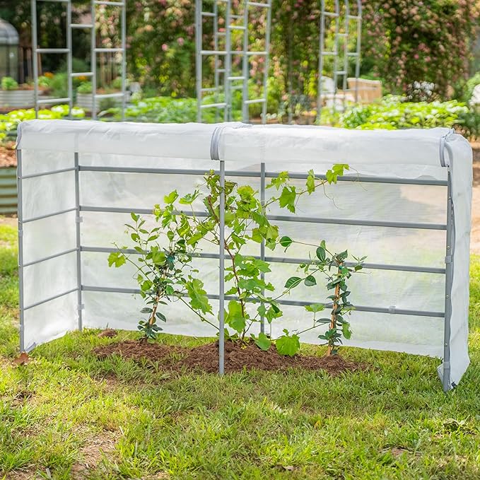 Vego garden Mesh Cover System for 2' x 8' Elevated Raised Garden Bed-V Series, 4 in 1 Trellis and Cover for Plants, Garden Bed Not Included