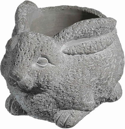 Classic Home and Garden Cement Buddies Animal Planter - Cute Desk Decoration - UV Coated Animal Vase w/Removable Drain Plug -Succulent Planter for Indoor/Outdoor Use (Rabbit Planter, Natural, Small)