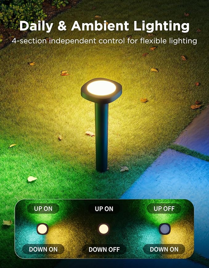 Govee Outdoor Pathway Lights 2, IP66 Waterproof Patio Lights, 60+ Scene Modes Landscape Lighting for Yard, Garage, Garden, Lawn, Outdoor Decor, Works with Alexa, Google Assistant, Matter, Wired 4 Pack