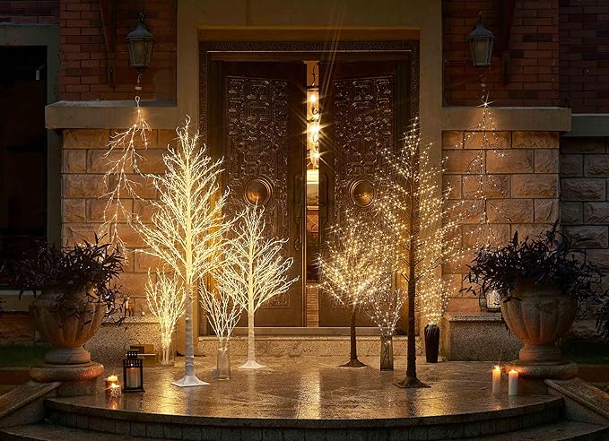 Hairui Lighted Brown Tree Plug in 6FT 690 LED Artificial Twig Tree with Lights for Christmas Holiday Wedding Room Decorations Indoor Outdoor