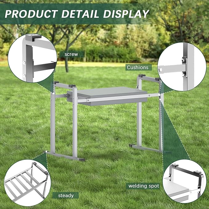 Garden Kneelers Seat, Stable and Save Anti-Tipping Design 10.2" Wider Garden Kneeler and Seat with Handle, Heavy Duty Gardening Stool for Seniors, Gardening Weeding Bench for Gardeners Parents - Gray