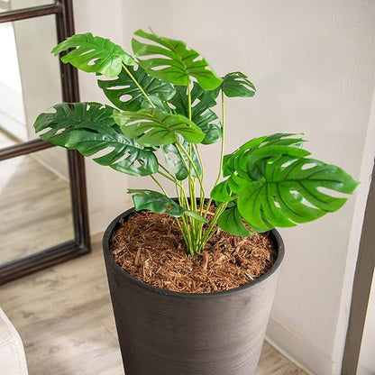 XBrand Modern 28-Inch Tall Round Planter, Modern Tapered Planter Perfect for Indoor & Outdoor Planter, Patio Décor, Black