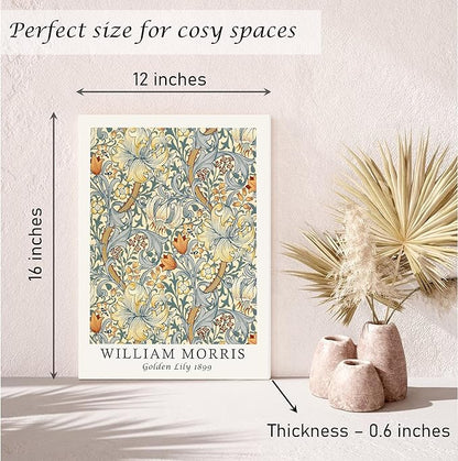 Induslyfe Framed Flower Wall Art Canvas Decor Set of 3, William Morris Wall Art Framed Prints Posters Mid Century Modern Art, Aesthetic Floral Botanical wall art for bedroom living room bathroom 12x16