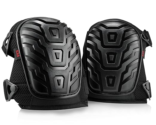 Rockland Guard Work Knee Pads for Men & Women - Professional Heavy Duty Knee Pads for Work in Construction, Flooring, Gardening, Roofing - Protective Gel Cushion Padding, Adjustable via Clip-On Straps