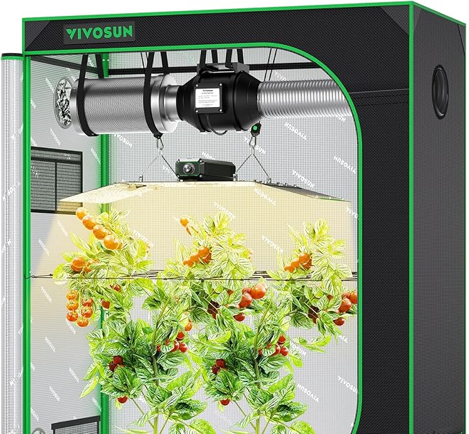 VIVOSUN Grow Tent Kit, 4 × 2ft 2-Plant System, WiFi-Controlled Grow System with Full Spectrum LED Grow Light, Automatic Ventilation, GrowHub Outlet A22 with Temperature and Humidity Sensor